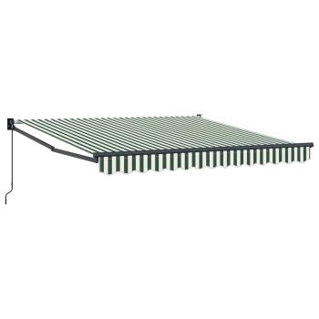 Manuelle Einziehbare Markise Grün und Weiß 300x250 cm, Markisenersatzstoff für 3x2,5 m Rahmen Grün und Weiß