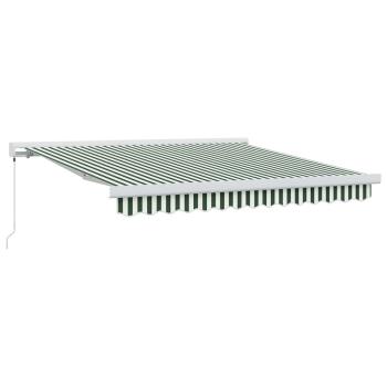manuelle einziehbare Markise Grün und Weiß 300x250 cm, Markisenersatzstoff für 3x2,5 m Rahmen Grün und Weiß