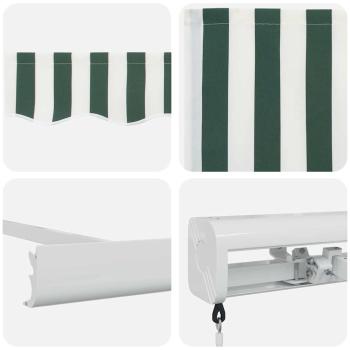 manuelle einziehbare Markise Grün und Weiß 300x250 cm, Markisenersatzstoff für 3x2,5 m Rahmen Grün und Weiß