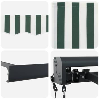 Automatische einziehbare Markise Grün und Weiß 300x250 cm, Markisen-Ersatzgewebe für 3x2.5 m Rahmen Grün und Weiß
