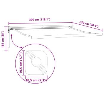 Automatische einziehbare Markise Grün und Weiß 300x250 cm, Markisen-Ersatzgewebe für 3x2.5 m Rahmen Grün und Weiß