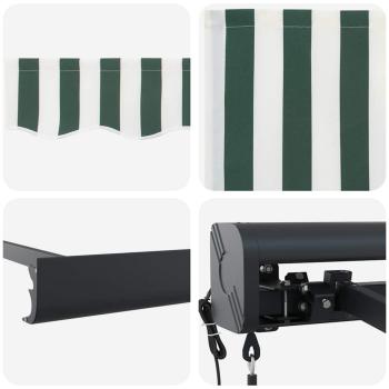 Automatische einziehbare Markise Grün und Weiß 300x250 cm, Markisen-Ersatzgewebe für 3x2.5 m Rahmen Grün und Weiß