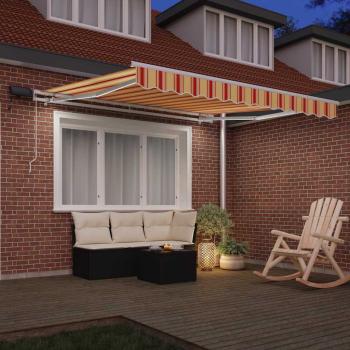 Manuelle Einziehbare Markise mit LED in Gelb und Orange 350x250 cm