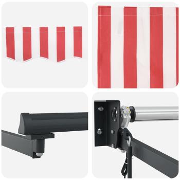 Automatische Einziehbare Markise Rote und Weiße Streifen 350x250 cm