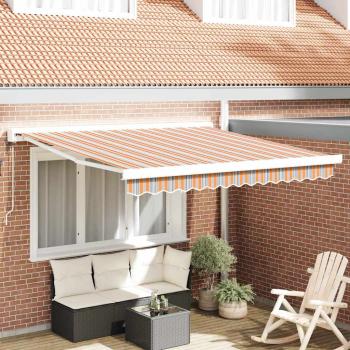 ARDEBO.de - Automatische einziehbare Markise mit Multicolor-Streifen 350x250 cm