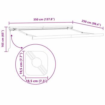 Manuelle einziehbare Markise mit Mehrfarbenstreifen 350x250 cm