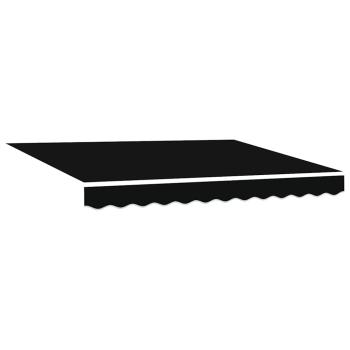 Manuelle einziehbare Markise mit LED Schwarz 350x250 cm, Markisenersatzstoff für 3.5x2.5 m Rahmen Schwarz