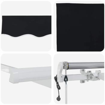 Automatische Einziehbare Markise Schwarz 350x250 cm, Markisenersatzstoff für Rahmen 3,5x2,5 m Schwarz
