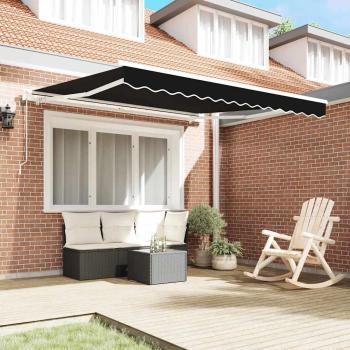 Automatische Einziehbare Markise Schwarz 350x250 cm, Markisenersatzstoff für Rahmen 3,5x2,5 m Schwarz