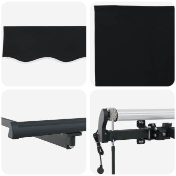 Automatische Einziehbare Markise Schwarz 350x250 cm, Markisen-Ersatzstoff für 3,5x2,5 m Rahmen Schwarz