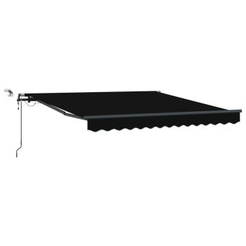 automatische einziehbare Markise mit LED Schwarz 350x250 cm, Markisenersatzstoff für 3,5x2,5 m Rahmen Schwarz