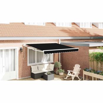ARDEBO.de - Automatische Einziehbare Markise Schwarz 350x250 cm, Markisen-Ersatzstoff für 3,5x2,5 m Rahmen Schwarz