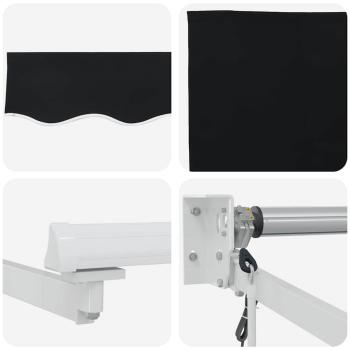 Automatische Einziehbare Markise Schwarz 350x250 cm, Markisen-Ersatzstoff für 3,5x2,5 m Rahmen Schwarz
