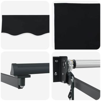 automatische einziehbare Markise Schwarz 350x250 cm, Markisen-Ersatzstoff für 3.5x2.5 m Rahmen Schwarz