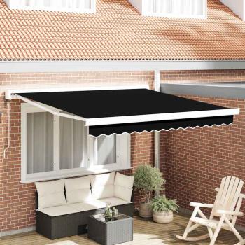 ARDEBO.de - Automatische einziehbare Markise Schwarz 350 x 250 cm, Markisen-Ersatzstoff für 3,5 x 2,5 m Rahmen Schwarz