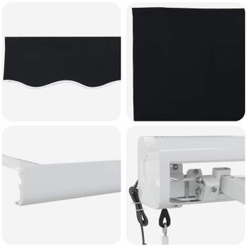 Automatische einziehbare Markise Schwarz 350 x 250 cm, Markisen-Ersatzstoff für 3,5 x 2,5 m Rahmen Schwarz