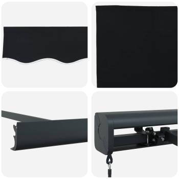 Manuelle einziehbare Markise Schwarz 350x250 cm, Markisen-Ersatzstoff für 3,5x2,5 m Rahmen Schwarz