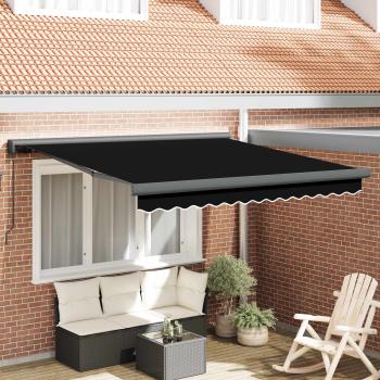 Manuelle einziehbare Markise Schwarz 350x250 cm, Markisen-Ersatzstoff für 3,5x2,5 m Rahmen Schwarz