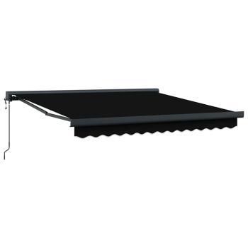 Automatische einziehbare Markise Schwarz 350x250 cm, Markisen-Ersatzstoff für 3,5x2,5 m Rahmen Schwarz