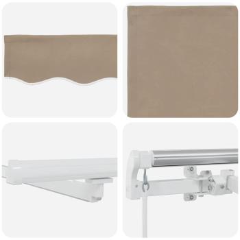 manuelle Markise mit LED Beige 350x250 cm, Markisen Ersatzstoff für 3,5x2,5 m Rahmen Beige