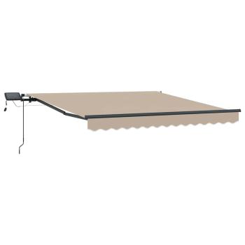 manuelle einziehbare Markise mit LED Beige 350 x 250 cm, Markisen-Ersatzstoff für Rahmen 3,5 x 2,5 m Beige