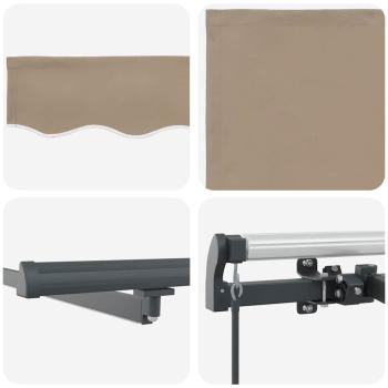 manuelle einziehbare Markise mit LED Beige 350 x 250 cm, Markisen-Ersatzstoff für Rahmen 3,5 x 2,5 m Beige