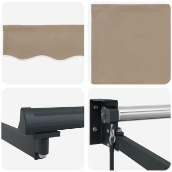 Manuelle Einziehbare Markise Beige 350x250 cm, Markisenersatzstoff für 3.5x2.5 m Rahmen Beige