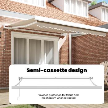 Manuelle Einziehbare Markise Beige 350x250 cm, Markisen-Ersatzstoff für Rahmen 3.5x2.5 m Beige