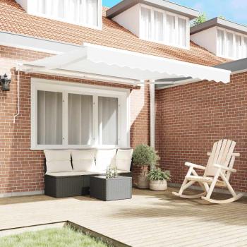 Automatische einziehbare Markise Weiß 350x250 cm, Markisenersatzgewebe für 3,5x2,5 m Rahmen Weiß