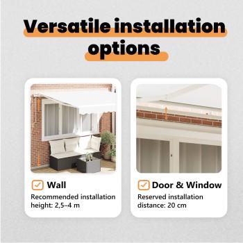 Automatische einziehbare Markise Weiß 350x250 cm, Markisenersatzgewebe für 3,5x2,5 m Rahmen Weiß
