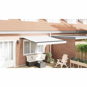 Automatische einziehbare Markise Weiß 350x250 cm, Markisen-Ersatzstoff für 3.5x2.5 m Rahmen Weiß