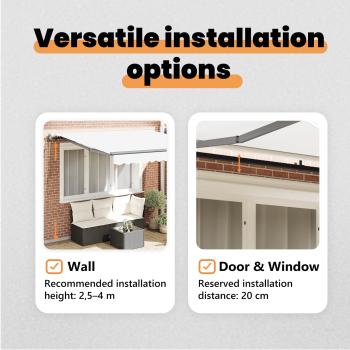 Automatische einziehbare Markise Weiß 350x250 cm, Markisen-Ersatzstoff für 3.5x2.5 m Rahmen Weiß