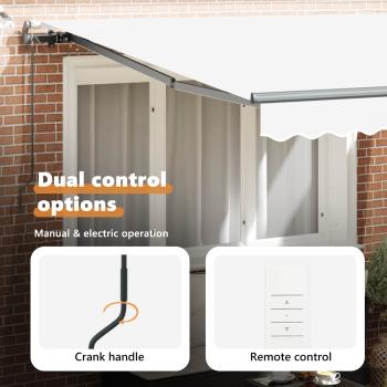 Automatische einziehbare Markise mit LED Weiß 350x250 cm, Markisenersatzstoff für Rahmen 3.5x2.5 m Weiß