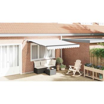 Automatische einziehbare Markise mit LED Weiß 350x250 cm, Markisenersatzstoff für Rahmen 3.5x2.5 m Weiß
