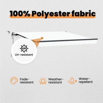Automatische einziehbare Markise mit LED Weiß 350x250 cm, Markisenersatzstoff für Rahmen 3.5x2.5 m Weiß