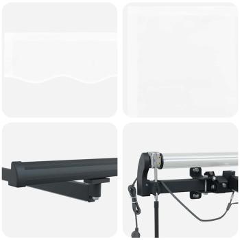 Automatische einziehbare Markise mit LED Weiß 350x250 cm, Markisenersatzstoff für Rahmen 3.5x2.5 m Weiß