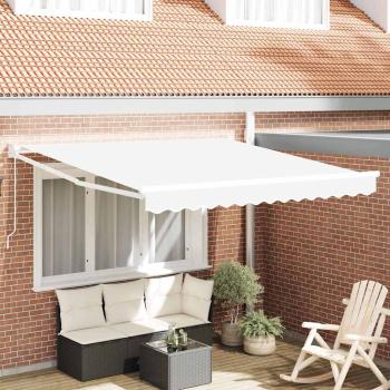 ARDEBO.de - manuelle einziehbare Markise Weiß 350x250 cm, Markisen Ersatzstoff für Rahmen 3.5x2.5 m Weiß