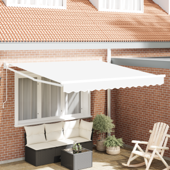 manuelle einziehbare Markise Weiß 350x250 cm, Markisen Ersatzstoff für Rahmen 3.5x2.5 m Weiß
