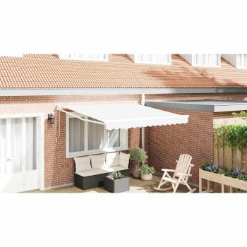 manuelle einziehbare Markise Weiß 350x250 cm, Markisen Ersatzstoff für Rahmen 3.5x2.5 m Weiß