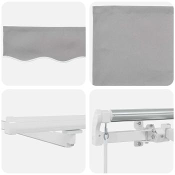 Manuelle einziehbare Markise mit LED Licht Hellgrau 350x250 cm, Markisenersatzstoff für 3,5x2,5 m Rahmen Hellgrau