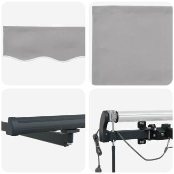 Automatische einziehbare Markise mit LED Hellgrau 350x250 cm, Markisenersatzstoff für Rahmen 3,5x2,5 m Hellgrau