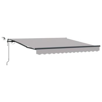 Automatische einziehbare Markise mit LED Hellgrau 350x250 cm, Markisenersatzstoff für Rahmen 3,5x2,5 m Hellgrau