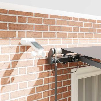 Automatische einziehbare Markise mit LED Hellgrau 350x250 cm, Markisenersatzstoff für Rahmen 3,5x2,5 m Hellgrau
