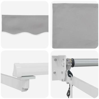 Automatische Einziehbare Markise Hellgrau 350x250 cm, Markisen Ersatzstoff für 3.5x2.5 m Rahmen Hellgrau
