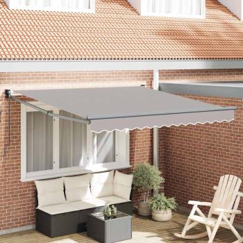 ARDEBO.de - manuelle einziehbare Markise hellgrau 350x250 cm, Markisen-Ersatzstoff für 3.5x2.5 m Rahmen hellgrau