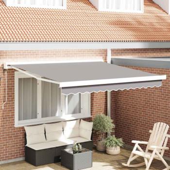 ARDEBO.de - Automatische Einziehbare Markise Hellgrau 350x250 cm, Markisenersatzstoff für 3.5x2.5 m Rahmen Hellgrau