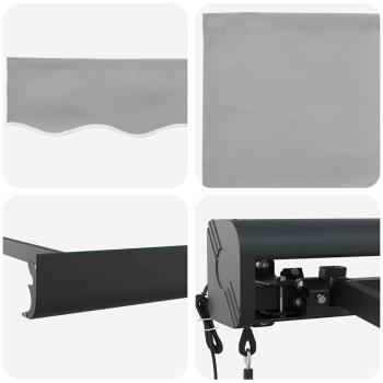 Automatische einziehbare Markise hellgrau 350x250 cm, Markisenersatzstoff für 3,5x2,5 m Rahmen hellgrau
