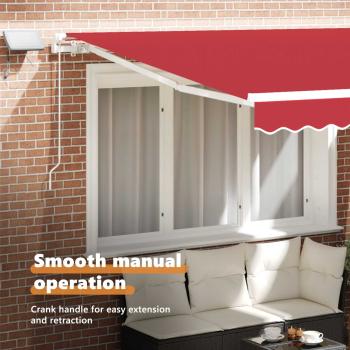 manuelle einziehbare Markise mit LED Rot 350x250 cm, Markisen-Ersatzstoff für 3.5x2.5 m Rahmen Rot
