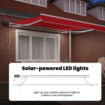 manuelle einziehbare Markise mit LED Rot 350x250 cm, Markisen-Ersatzstoff für 3.5x2.5 m Rahmen Rot