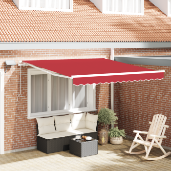 manuelle einziehbare Markise mit LED Rot 350x250 cm, Markisen-Ersatzstoff für 3.5x2.5 m Rahmen Rot